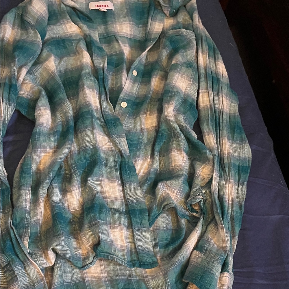 BONGO Teal and White Checkered Shirt